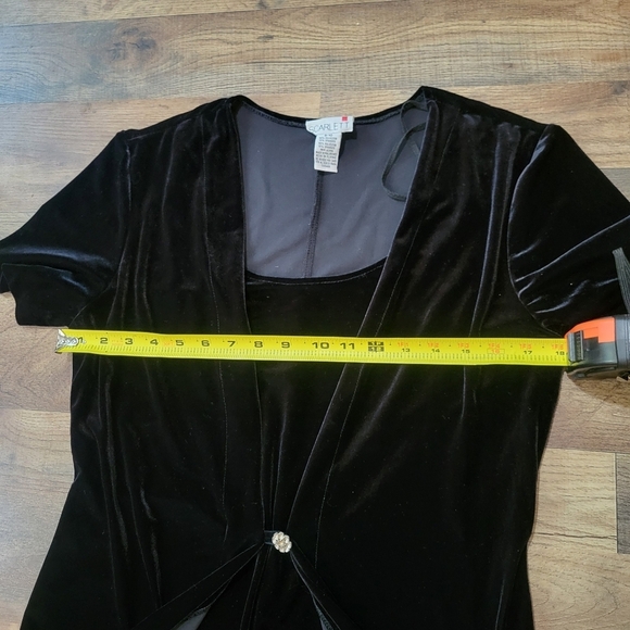 Vintage 90's Scarlett Velvet Short Sleeve Front Wrap Tie Dress Size 9/10 - Picture 5 of 6